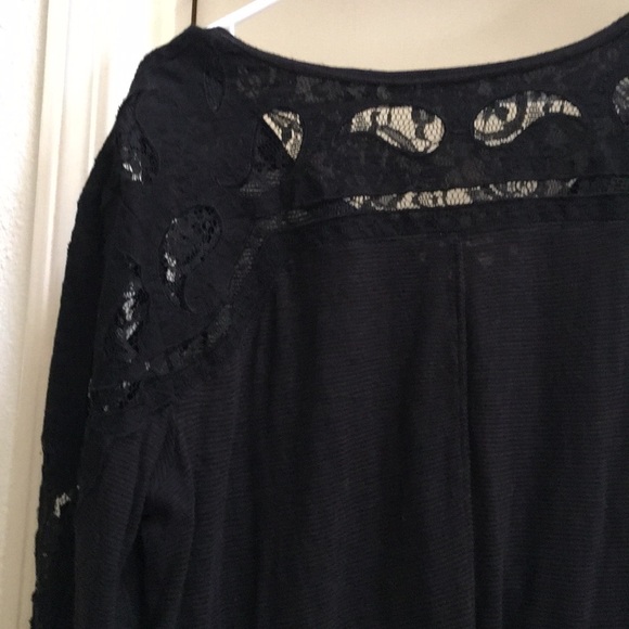 Free People Black Lace Tie Up Top Shirt Blouse L - Picture 4 of 4